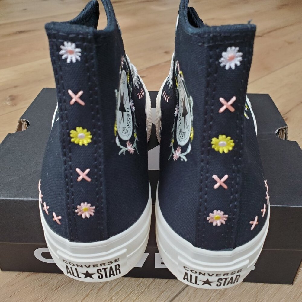 Womens 6 CONVERSE Chuck Taylor All Star Lift Floral Black Platform A15007C NEW - Picture 4 of 13